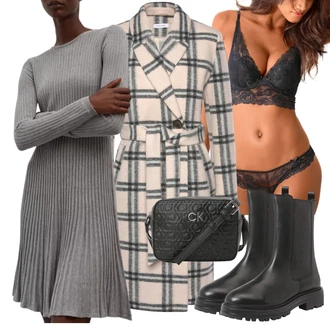 Outfit s Černá/Modrá/Béžová Krajkový set spodního prádla/Sada kalhotek podprsenky/Sada spodního prádla/Sada Kalhotek s Drátěnou Podprsenkou Lascana "Podzimní Outfit"