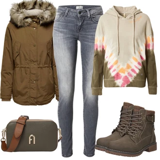 Outfit s Krémová/Vícebarevný/Hnědá/Béžová/Khaki Unisex Mikina s kapucí/Svetr S Kapucí/Vintage mikina/Sportovní mikina/Originální mikina Key Largo "Zimní Outfit"