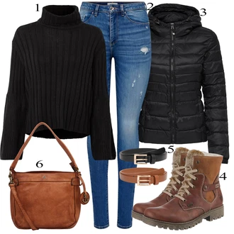 Outfit s Červená Kozačka Šněrovací Kotníková Bota Rieker "Zimní Outfit"