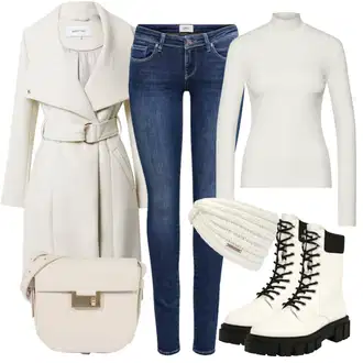 Outfit s Bílá/Krémová Ohřívač Uší/Čepice/Pokrývka hlavy/Zimní čepice Chillouts "Zimní Outfit"