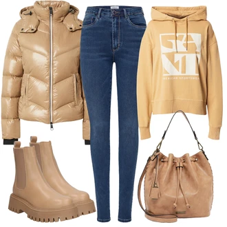 Outfity na zimu s Oranžová Mikina GANT "Zimní Outfit"