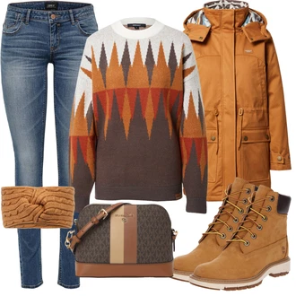 Outfit s Hnědá/Žlutá/Oranžová Sveter Kašmírový Svetr/Vintage svetr/Zimní Svetr/Vlněný Svetr/Norský Svetr/Norský Svetr Iriedaily "Zimní Outfit"