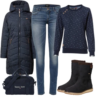 Outfit s Černá Mikina s kapucí Mikina Ragwear "Outfit v podzimních barvách"