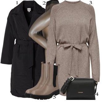 Outfit s Černá Přechodový Kabát/Kašmírový Kabát/Dlouhý kabát/Dlouhý Kabát/Dlouhý Zimní Kabát/Midi Kabát/Oversize Kabát/Letní Kabát/Trenčkot/Trenčkot/Zimní Kabát Only "Podzimní Outfit"