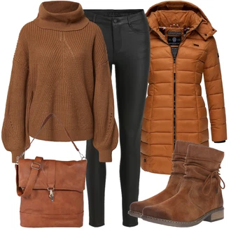 Outfit sa Smeđa/Bež Čizmica ljetna gležnjača/Zimska gležnjača/Vintage Gležnjača/Kožna gležnjača/Podstavljena Gležnjača/Široke čizme/Ravna Gležnjača/Gležnjača na Vezanje Rieker "Outfit za zimu"