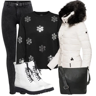 teplý Outfit sa Bijela/Krem/Bež Kaput/Izuzetna jakna/Puferica Jakna/Donja Jakna/Snježna Jakna/Skijaška jakna/Zimska Parka/Ljetna pod-jakna/Zimska Jakna Navahoo "Outfit za zimu"