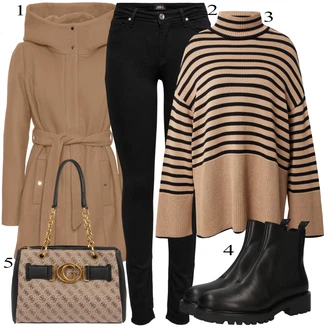 Outfit s Černá Kozačka Chelsea Boty/Plochá Kotníková Bota/Kožená bunda Vagabond Shoemakers "Zimní Outfit"