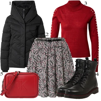 Outfity na zimu Krátká Svatební host s Růžová About You "Zimní Outfit"