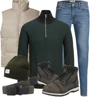 Lang Outfit mit Dunkelgrün Hut Mütze/Winter Mütze Arkk Copenhagen "Perfekt für den Herbst"