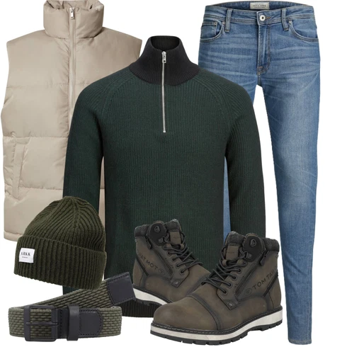 Khaki/Braun/Beige/Grau OutdoorWeste/IsolationsWeste/Kurze Weste/Leichte Weste/SteppWeste/WendeWeste/DaunenWeste/Puffer Weste DAN FOX APPAREL kombinieren