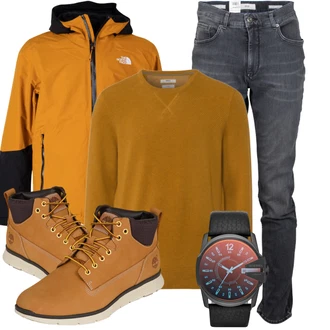 Motorrad Outfit mit Mischfarben/Lila/Blau/Gelb/Hellblau/Braun Accessoire Armbanduhr/Uhrwerkzeug/Smartwatch Diesel "Perfekt für den Herbst"Look: Surfen, Motorrad, Trekking