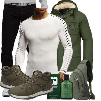 Herbst Outfit mit Dunkelgrün/Khaki Winter Sneaker/Walkingschuh/Trekkingstiefel/Wasserdichter Outdoorschuh/Wasserfester Schuh Puxowe "Perfekt für den Herbst"