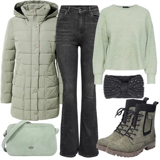 Outfit s Černá Džín s Širokou Nohavicí Only "Přesně pro zimu"