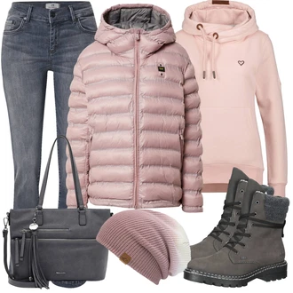 Outfit s Šedá/Černá Kozačka Šněrovací Kotníková Bota Rieker "Přesně pro zimu"
