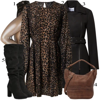 Elegantní Outfit s Černá Kozačka Na Podpatku/Dlouhá Kozačka/Kozačka nad Kolena/Bota se širokým nohavici/Špičatá Kozačka/Kozačka po Kolena About You "Obchodní Outfit"Look: 20 léta, Elegantní, Cool, Příliš oblečený, Nadrozměrné