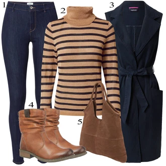 Outfit s Hnědá Zimní bota/Kozačka/Nízká bota na podpatku Rieker "Podzimní Outfit"