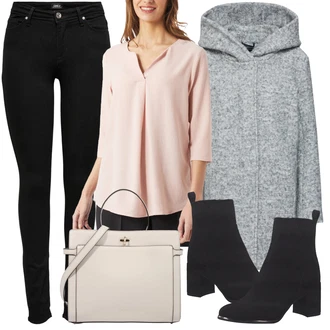 Outfit s Červená/Růžová/Světle šedá Blazerový Kabát/Fleecový Kabát/Kabát s Úzkým Střihem/Tweedový Kabát/Vlněný Fleecový Kabát/Pletený Kabát/Scuba Kabát/Pletený Fleecový Kabát/Krátký Kabát Only "Pěkný kancelářský outfit"