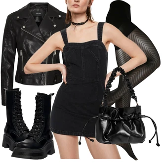 Jaro Outfit s Černá/Šedá Punčocháče Podpůrný punčocháč/Síťovaná punčocha/Síťovaný punčocháč/Punčocháče Velká Velikost MAGIC Bodyfashion "Praktický gotický outfit"