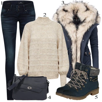 outfit mit Črna Škorenj Rieker "Zimska oblačila"