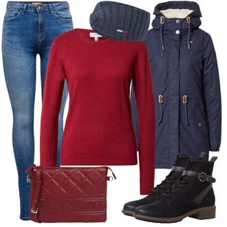 Outfit sa Crna/Plava Šešir Tommy Hilfiger "Savršen za zimu"