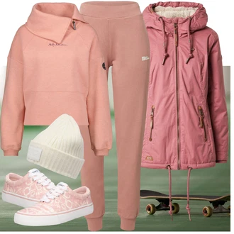 Outfit s Šedá/Béžová Klobouk Čepice Tommy Hilfiger "Pohodlný skate outfit"