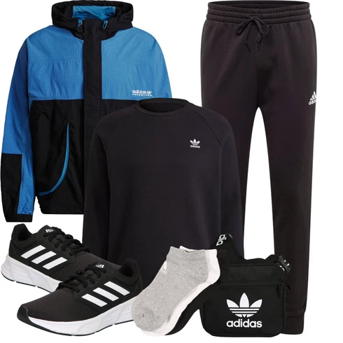 7/8-lang Schwarz/Dunkelgrau JoggingHose/Jogger Hose/JerseyHose/SportHose/TrainingsHose adidas sportswear kombinieren