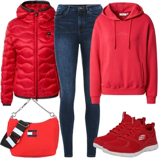Outfity na zimu Dlouhé / Maxi s Červená Mikina s kapucí Moss Copenhagen "Sportovní Zimní Outfit"