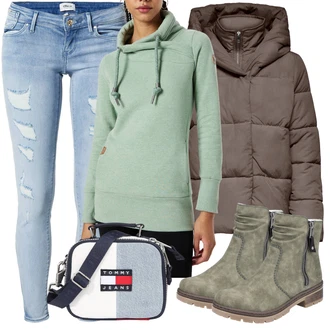 Glamourové Outfit s Světle modrá/Modrá Kožená bunda/Džín s Nízkým Pasem/Džíny s Rozparkem/Džíny s Dírou/Kožené bundy/Push up Džín/Džíny s Nízkým Sedem Only "Streetwear outfit pro ženy"Look: Bezešvé, Glamourové, Sexy, Fancy, Layered, Ležérní, Trendový, Boho