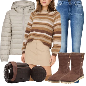 Outfit s Černá Dlouhý Zimní Kabát/Taška/Dlouhé Šaty/Doplňek/Dlouhá tylová sukně Tamaris "Stylový streetwear outfit"