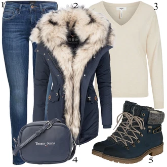 outfit mit Črna Škorenj Rieker "Zimska oblačila"