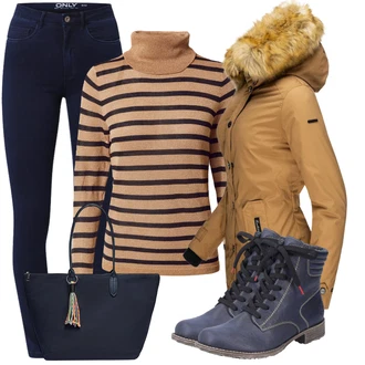 teplý Outfit sa Bež/Kaki/Smeđa Jakna/Kaput/Parka velike veličine Navahoo "Trendi zimski outfit"