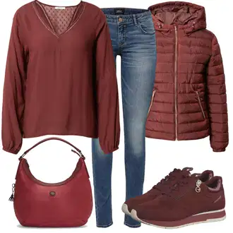 Outfit sa Crvena Privjesak Kipling "Udoban zimski outfit"