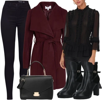 S podšívkou Outfit s Černá/Tmavě modrá Motorkářské Džíny/High Waist Džínové Kalhoty/Push up Džín/Kožená bunda/Kožené Boty/Termální Džíny/Zimní bunda Noisy may "Vysoce kvalitní kancelářské oblečení"