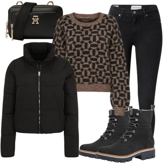 Outfit s Tmavě hnědá/Hnědá/Žlutá/Červená/Béžová Sveter Žakárový Svetr/Pletený Svetr/Mohair Pullover/Svetr Niki/Potisknout Svetr/Zimní Svetr/Vlněný Svetr/Kašmírový Svetr Only "zimní outfit"