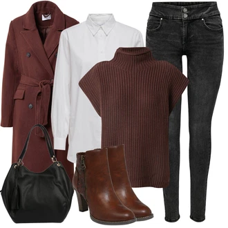 Outfity na zimu Midi s Červená/Hnědá/Tmavě červená/Růžová Nezařazené About You "zimní outfit"