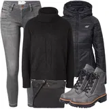 Černé Guess zimní kabáty Outfity image