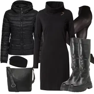 Outfit s Černá Pokrývka hlavy/Klapka na ucho & čelenka/Ohřívač Uší About You "Zimní Outfit"
