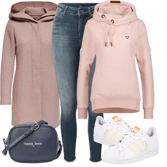 Outfit s Šedá Dlouhé Šaty/Taška/Dlouhá tylová sukně/Doplňek/Dlouhý Zimní Kabát Tommy Jeans "zimní outfit"