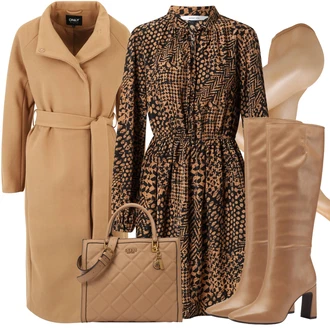 Outfity na zimu s Červená Šaty Móda Pro Plnoštíhlou/Košilové šaty/Šaty s dlouhým rukávem/Šaty s výstřihem About You "Zimní Outfit"