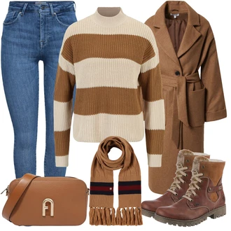 Outfit s Červená Kozačka Šněrovací Kotníková Bota Rieker "Zimní Outfit"
