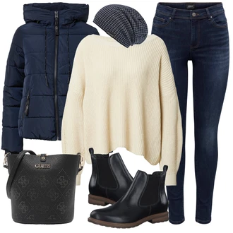 Outfit s Krémová/Oranžová/Bílá/Béžová/Khaki Jednoduchý Svetr/Svetry s netopýřím rukávem/Mohair Pullover/Svetr bez Ramínek/Oversize Svetr/Hrubě pletený svetr/Kašmírový Svetr/Basic Svetr/Kašmírový Svetr/Vlněný Svetr/Zimní Svetr/Pletený Svetr Only "zimní outfit"