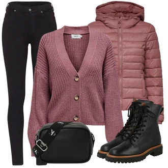 Outfit s Černá Kozačka Šněrovací Kotníková Bota/Klasická Kozačka/Bojová Bota Paul Green "Zimní Outfit"