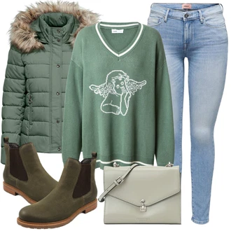 Outfit s Šedá millane "zimní outfit"