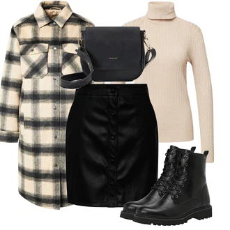 Outfit s Černá Kozačka Šněrovací Kotníková Bota Tom Tailor "zimní outfit"