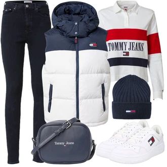Polo-límec Outfit s Šedá Košile s dlouhým rukávem Tommy Jeans "Zimní styl"