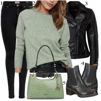 outfit mit Črna Usnjena Jakna Freaky Nation "zimska oblačila"