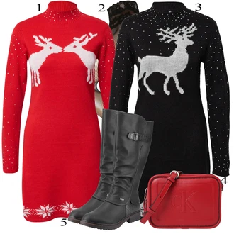 Outfit sa Crna/Tirkizna Pletena Haljina/Džemper Haljina/Zimska Haljina dugih rukava/Božićna haljina/Haljina dugih rukava/Zimska Pletena Haljina Pieces "Tvoj otmjeni outfit"