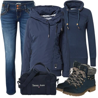 Krásný Outfit s Modrá/Tmavě modrá/Růžová Džín s Nízkým Pasem/Džíny s Nízkým Sedem/Kotníková Bota/Zimní bunda/Slim Fit Džíny/Kožené Boty/Rovná Džína/Kožená bunda LTB "Zimní styl"Look: Ležérní, Cool, Moderní, Mom, Krásný, Chytrý příležitostný, Western
