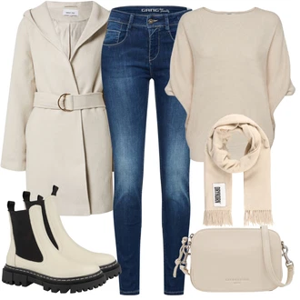 Outfit s Růžová/Béžová/Modrá Drykorn "Zimní Ležérní Outfit"