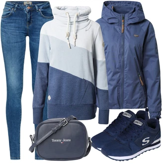 Outfit s Šedá Dlouhé Šaty/Taška/Dlouhá tylová sukně/Doplňek/Dlouhý Zimní Kabát Tommy Jeans "Zimní Ležérní Outfit"